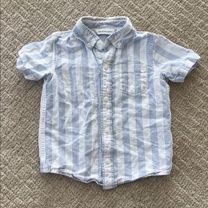 Janie and Jack Light Blue Striped linen Button Down Shirt size 3